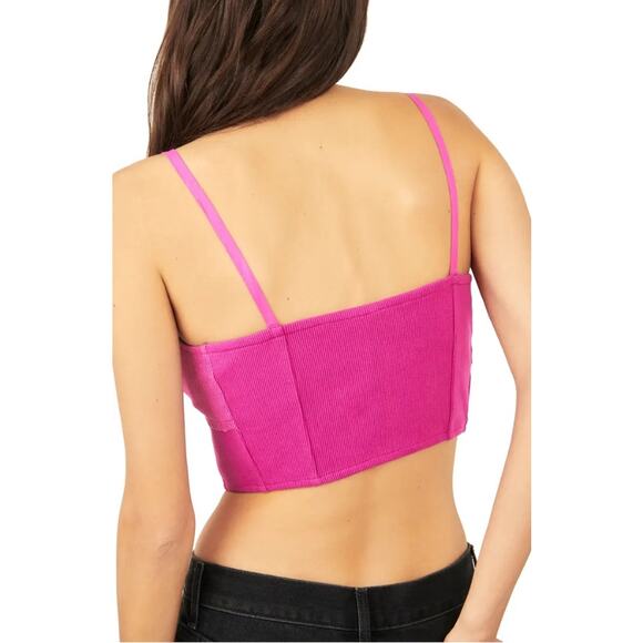Free People Have My Heart Cropped Tank Top - Medium - NWOT - Raspberry Sherbert - Picture 2 of 7
